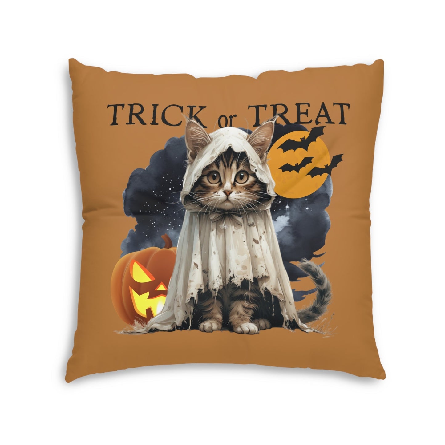 Coussin de sol carré Halloween avec chat pour une décoration de vacances confortable