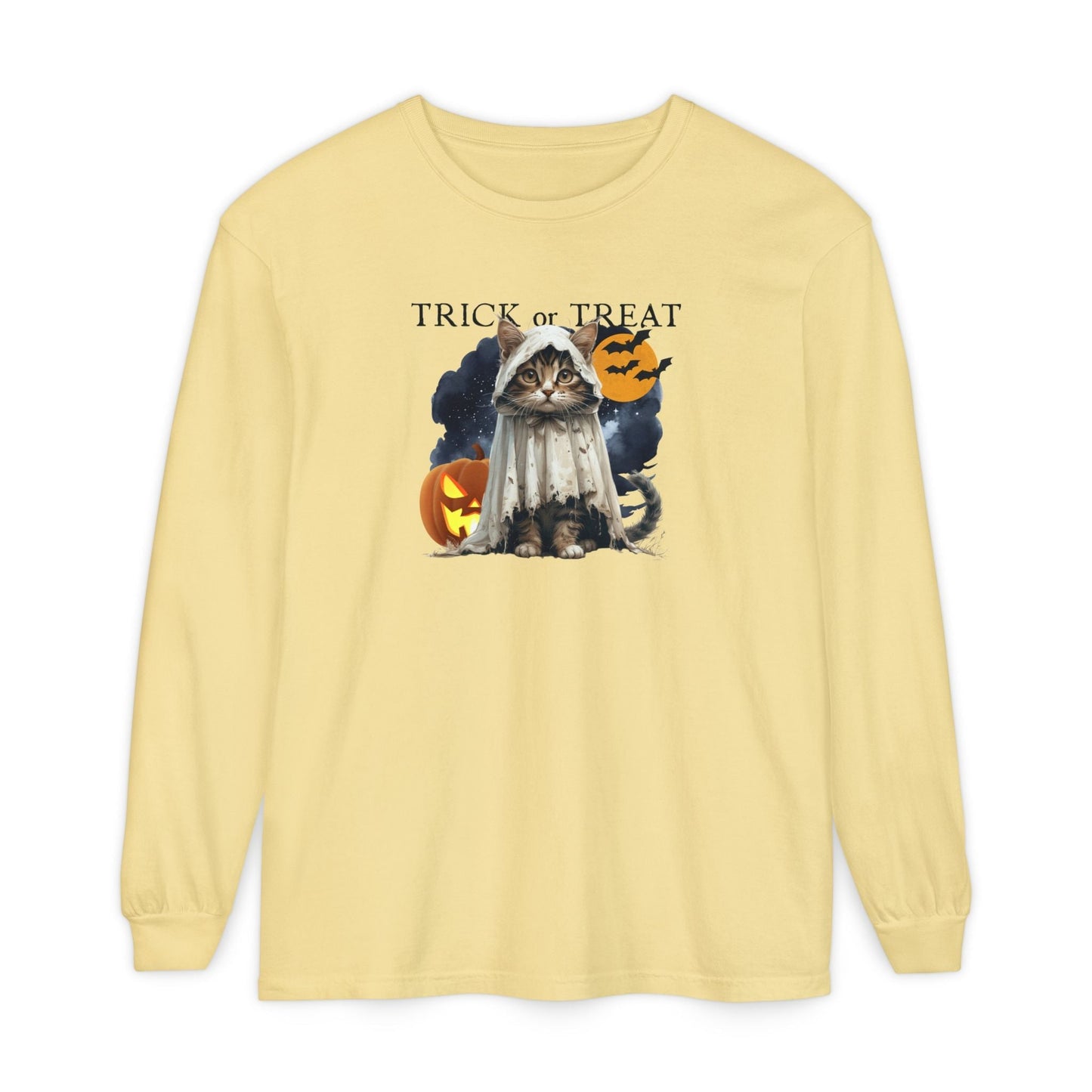 Halloween Cat Long Sleeve Tee - Unisex Spooky Shirt