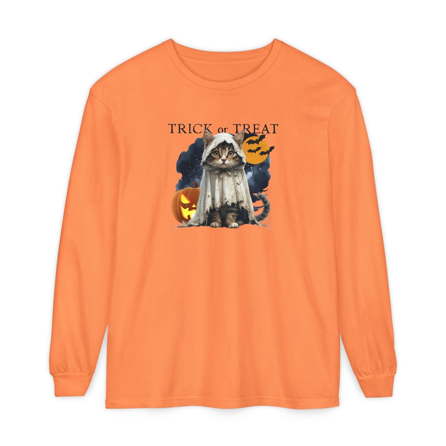 Halloween Cat Long Sleeve Tee - Unisex Spooky Shirt