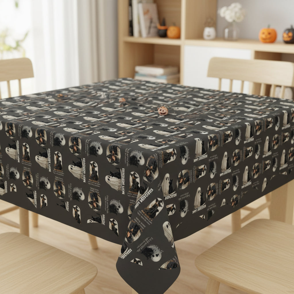 Halloween Cat Pattern Tablecloth for Festive Dining