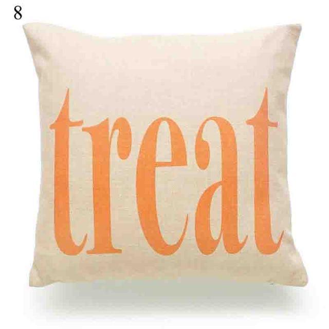 Funda de Cojín Impresa de Calabaza de Halloween - Decoración de Lino Premium