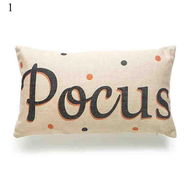 Funda de Cojín Impresa de Calabaza de Halloween - Decoración de Lino Premium