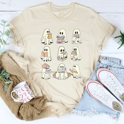Camiseta de Halloween para amantes de los libros con fantasmas