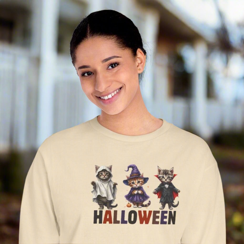 T-shirt à manches longues avec des chatons d'Halloween