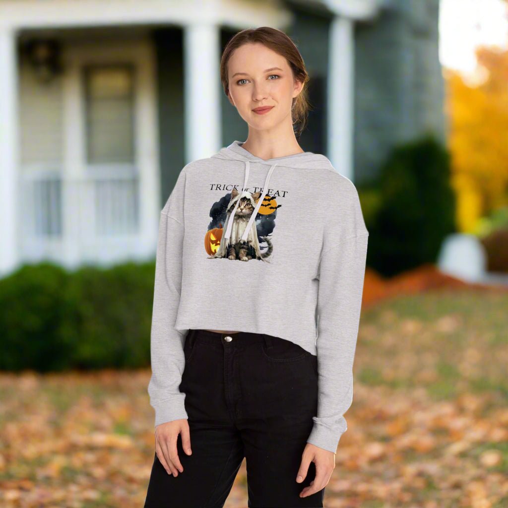 Halloween Kitty Cropped Women's Hoodie