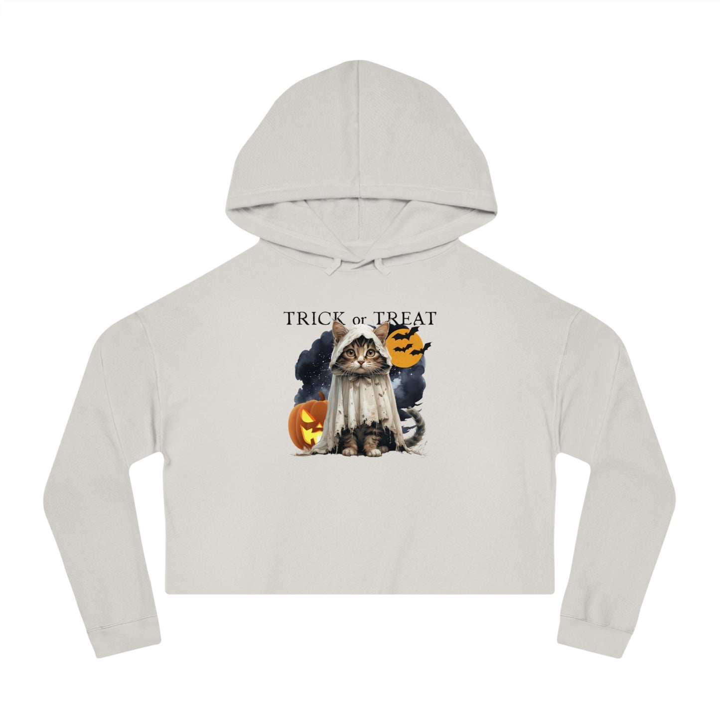 Halloween Kitty Cropped Women's Hoodie