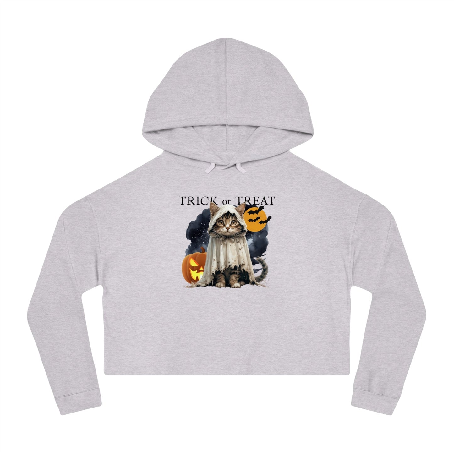 Halloween Kitty Cropped Women's Hoodie