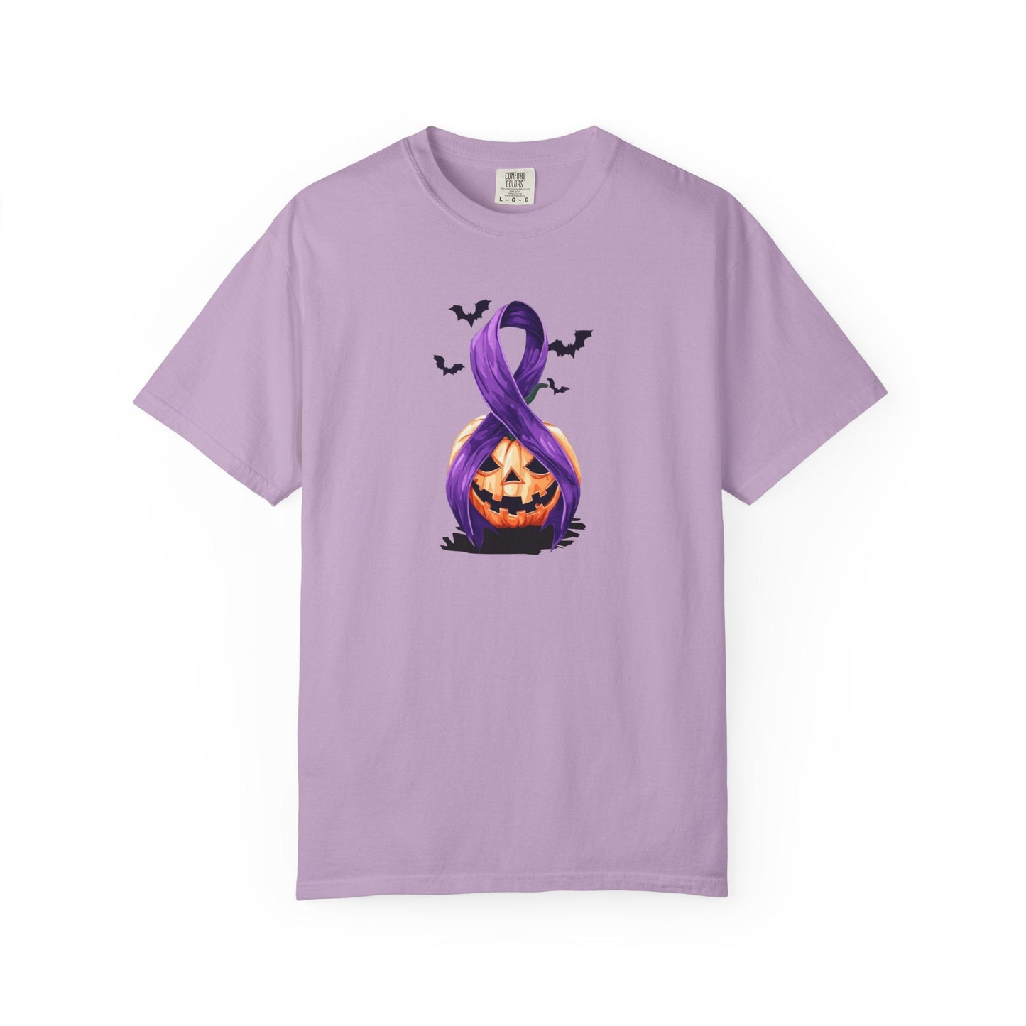 Halloween Unisex T-Shirt with Elegant Purple Ribbon Design