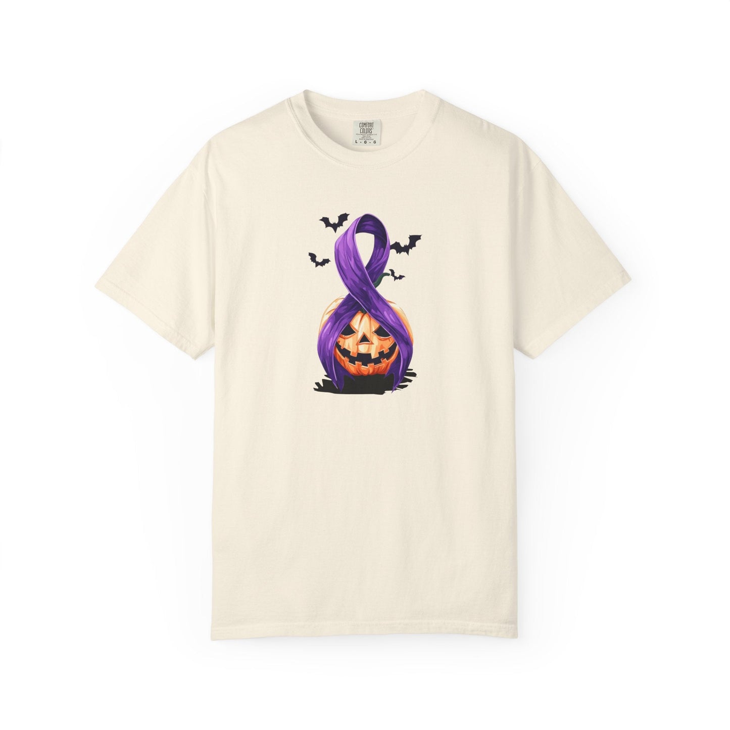 Halloween Unisex T-Shirt with Elegant Purple Ribbon Design