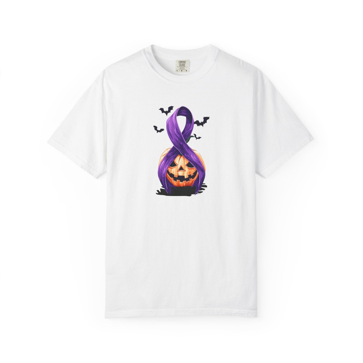 Halloween Unisex T-Shirt with Elegant Purple Ribbon Design