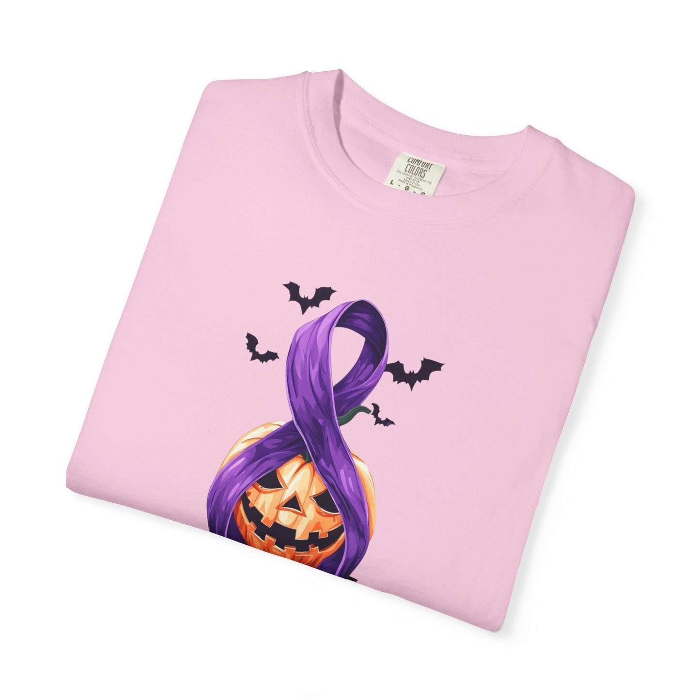 Halloween Unisex T-Shirt with Elegant Purple Ribbon Design