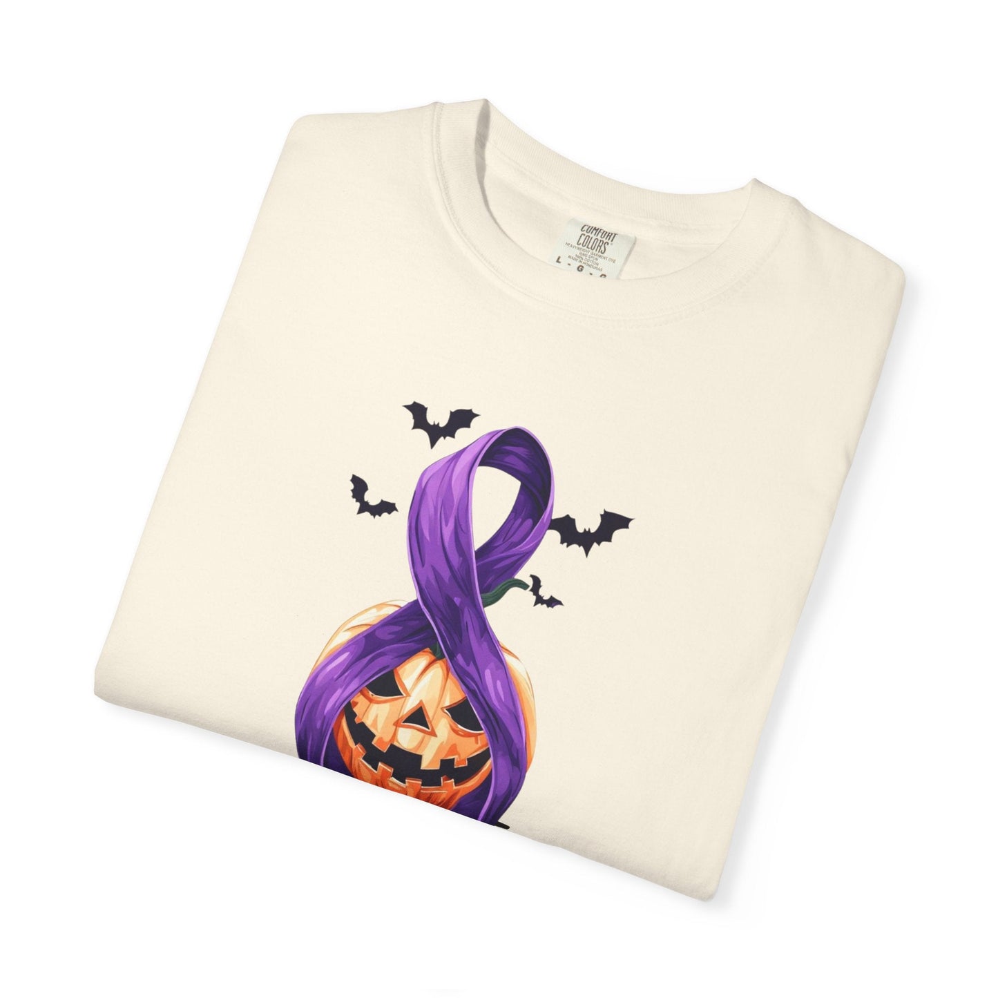 Halloween Unisex T-Shirt with Elegant Purple Ribbon Design