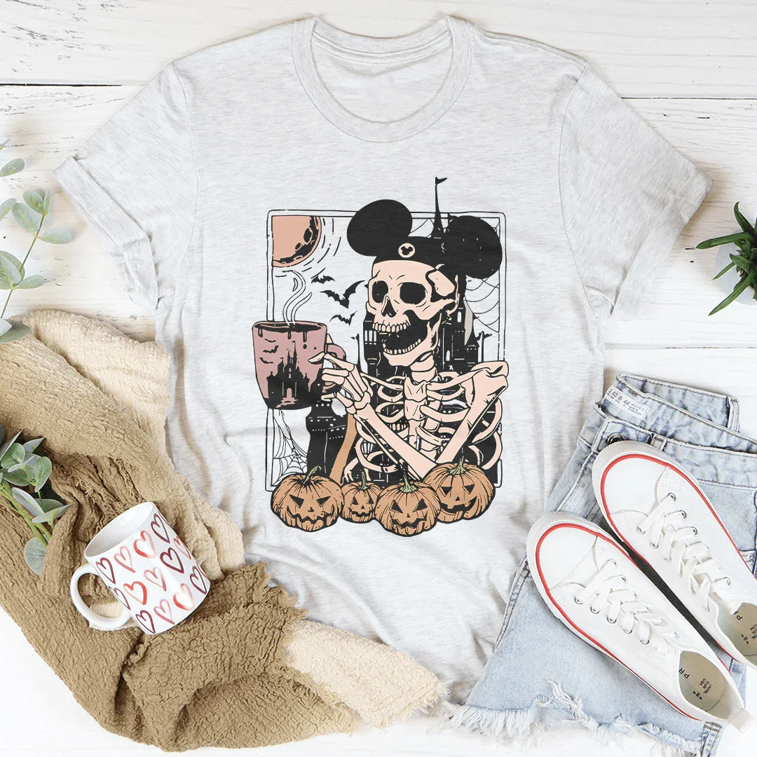 Camiseta de Halloween con Orejas de Ratón Esqueleto