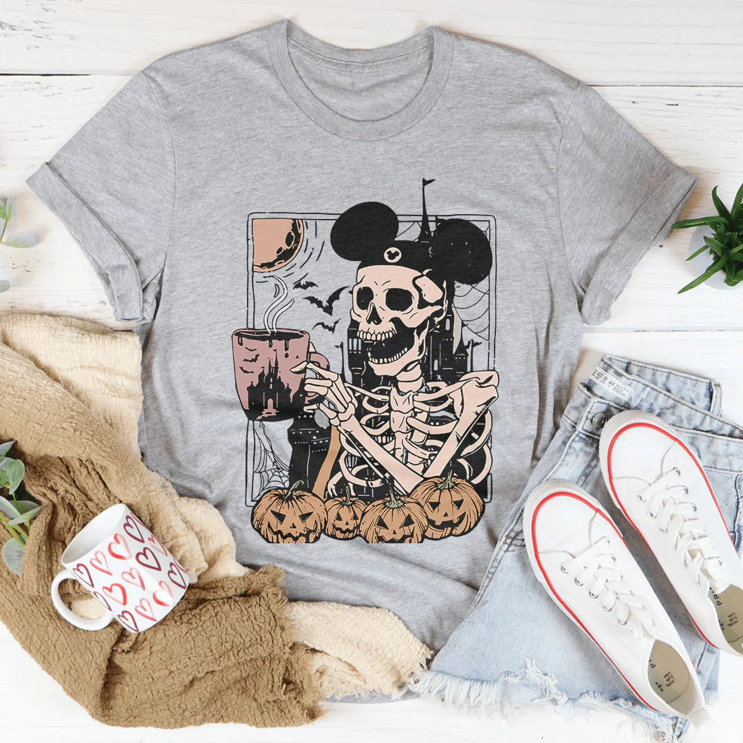Camiseta de Halloween con Orejas de Ratón Esqueleto