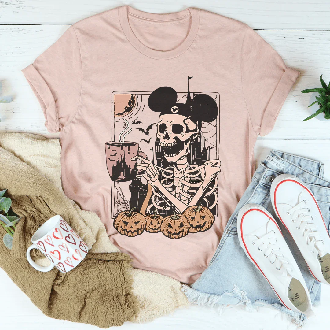 Camiseta de Halloween con Orejas de Ratón Esqueleto