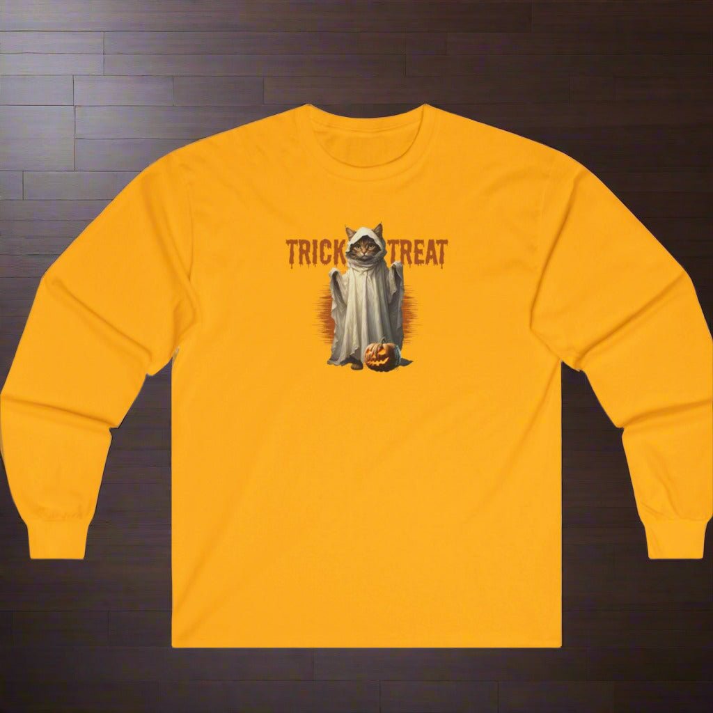 Camiseta de Manga Larga de Halloween Trick-or-Treat Kitty