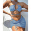 Ensemble de bikinis croisés à col halter - Maillots de bain pour femmes