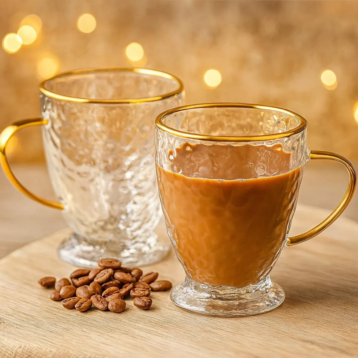 Elegant Insulated Hammered Glass Coffee Mugs
