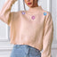 Hand hook flower collage high neck pullover sweater loose casual base sweater - Korvel