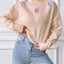 Hand hook flower collage high neck pullover sweater loose casual base sweater - Korvel