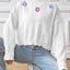 Hand hook flower collage high neck pullover sweater loose casual base sweater - Korvel