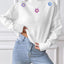 Hand hook flower collage high neck pullover sweater loose casual base sweater - Korvel