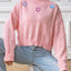 Hand hook flower collage high neck pullover sweater loose casual base sweater - Korvel