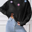Hand hook flower collage high neck pullover sweater loose casual base sweater - Korvel