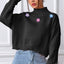 Hand hook flower collage high neck pullover sweater loose casual base sweater - Korvel