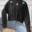 Hand hook flower collage high neck pullover sweater loose casual base sweater - Korvel