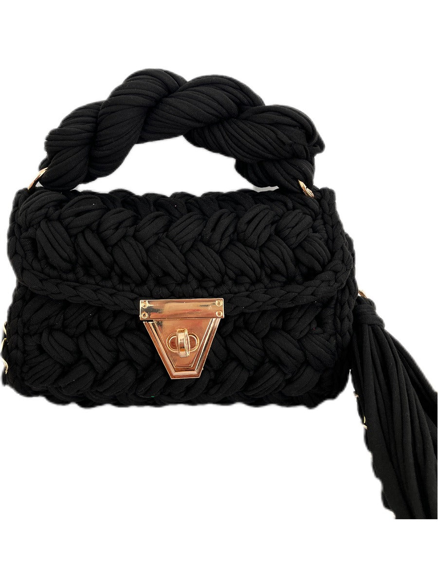 Sac à bandoulière en crochet tissé à la main avec des franges