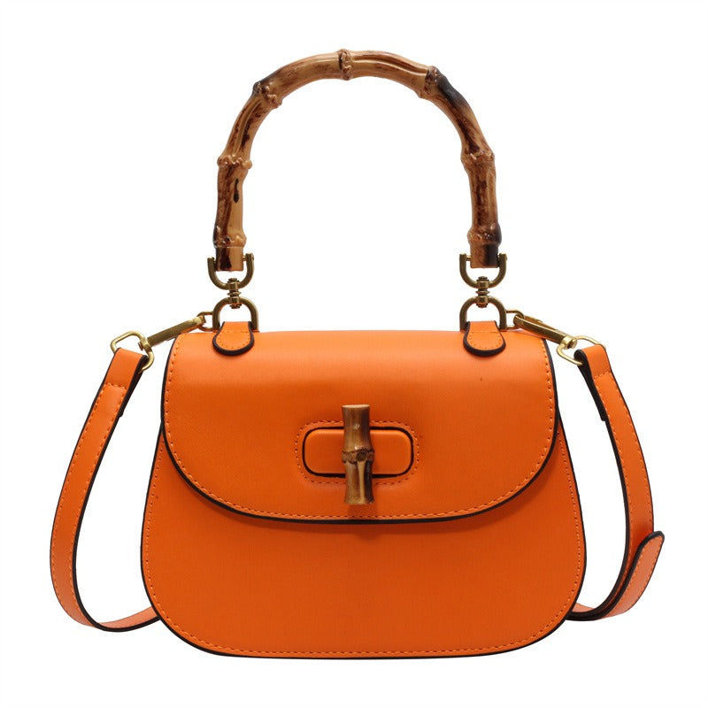 Elegant Handheld Bamboo Saddle Bag for Women