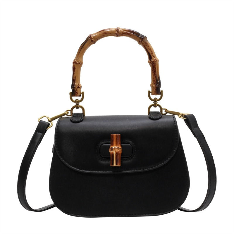 Elegant Handheld Bamboo Saddle Bag for Women