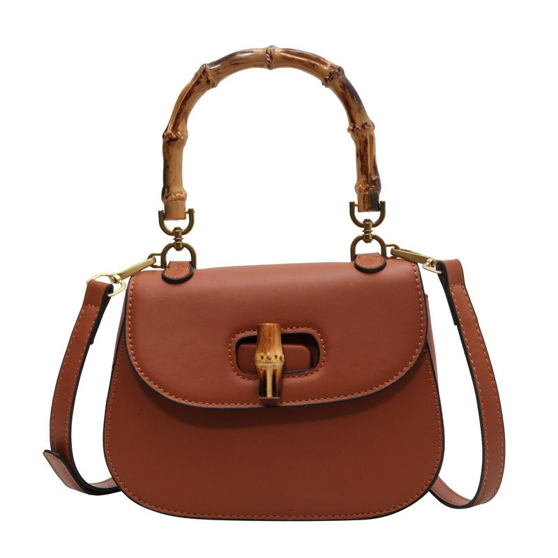 Elegant Handheld Bamboo Saddle Bag for Women
