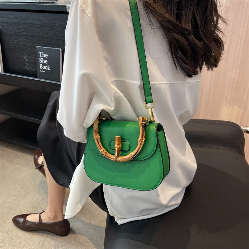 Elegant Handheld Bamboo Saddle Bag for Women