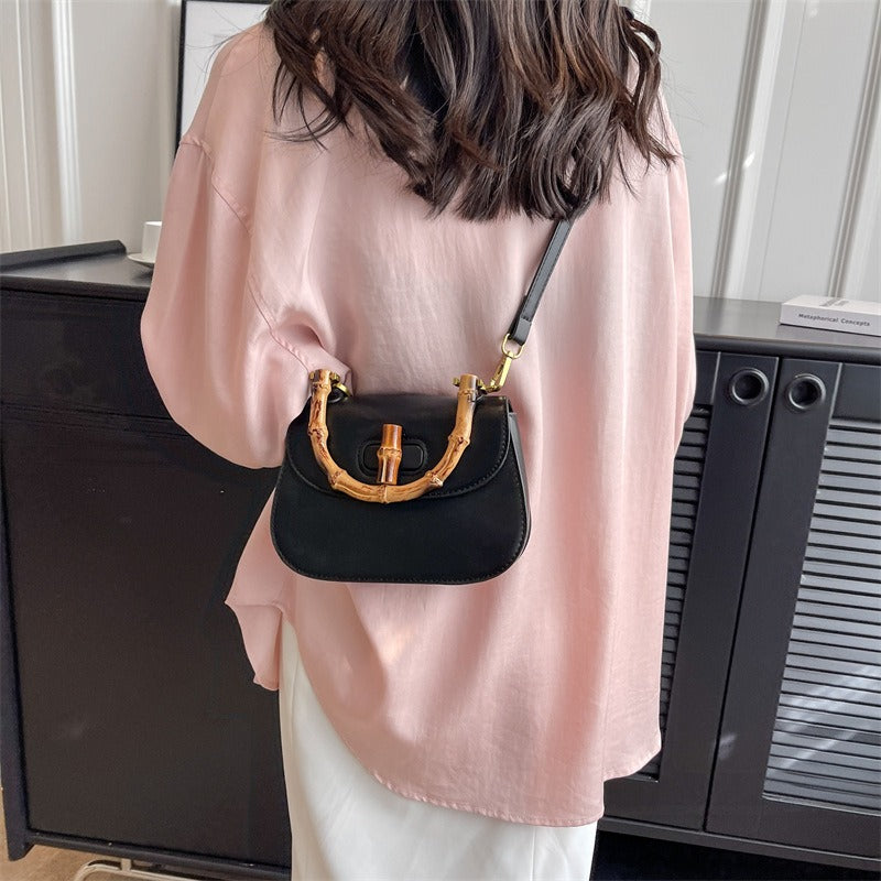Elegant Handheld Bamboo Saddle Bag for Women