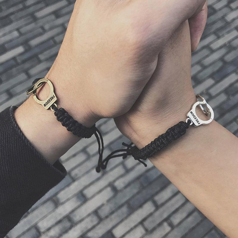 Bracelets en Cuir Ajustables Faits Main pour Couples