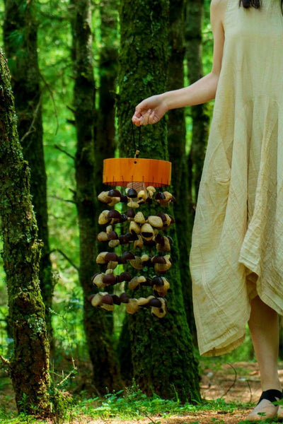 Handmade Entada, Pala Cardamom & Chacha Oleander Seed Shell Wind Chime