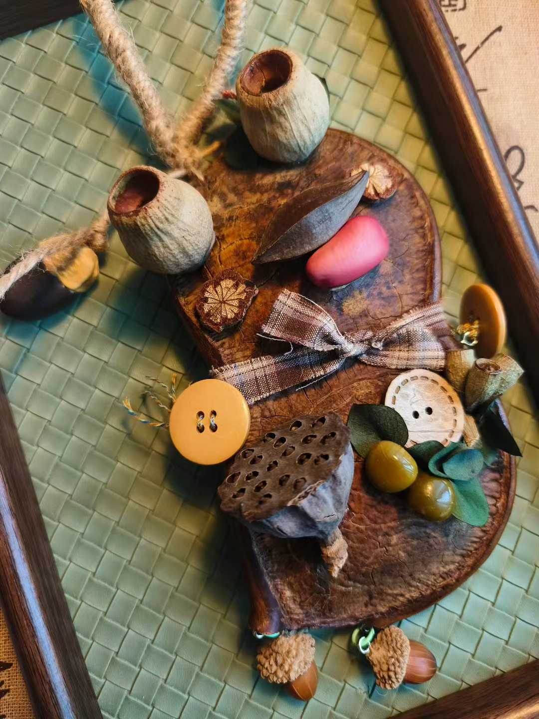Handmade Entada Pod Ornament with Spinning Feature