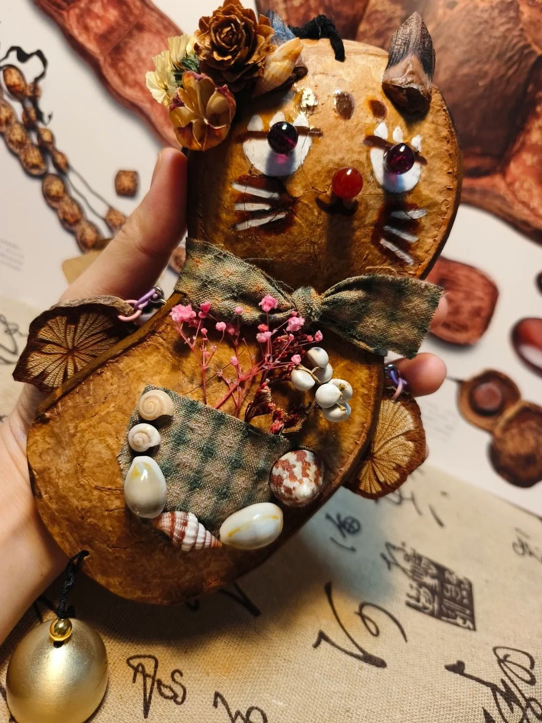 Handmade Entada Pod Ornament with Spinning Feature