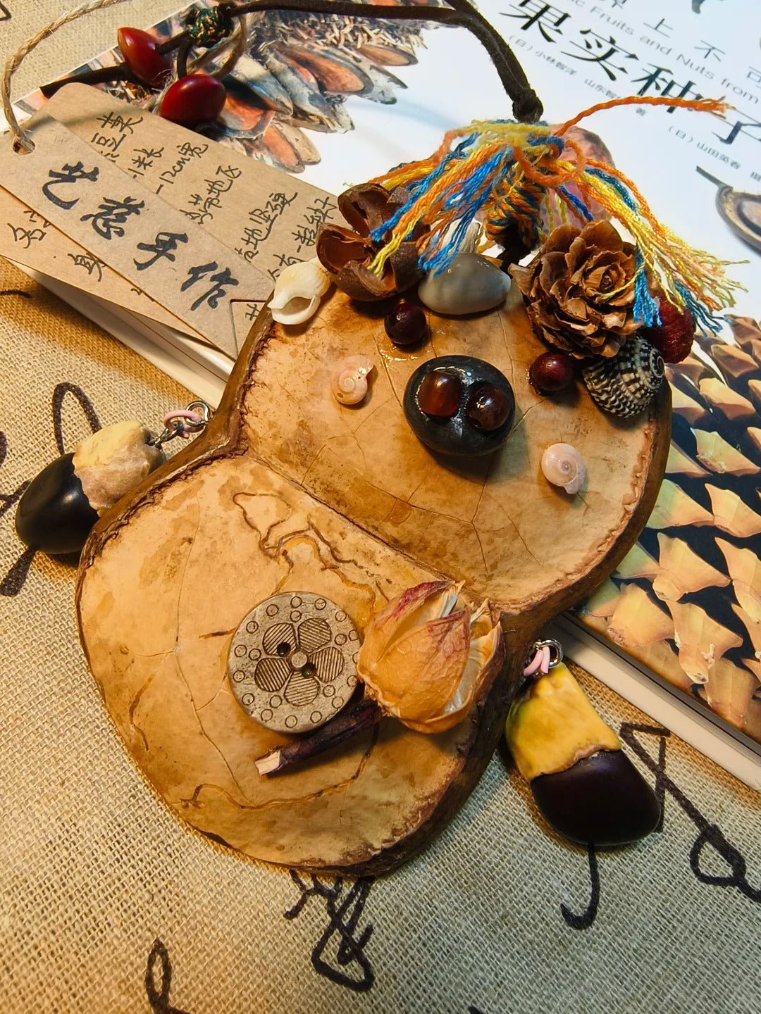 Handmade Entada Pod Ornament with Spinning Feature