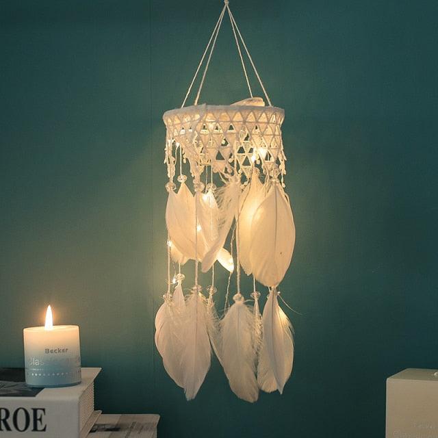 Handmade White Feather Dream Catcher Wind Chimes