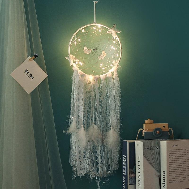 Handmade White Feather Dream Catcher Wind Chimes