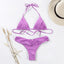 Vintage Print Handwork Bikini Set with Ruffles