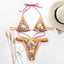 Vintage Print Handwork Bikini Set with Ruffles