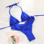 Vintage Print Handwork Bikini Set with Ruffles
