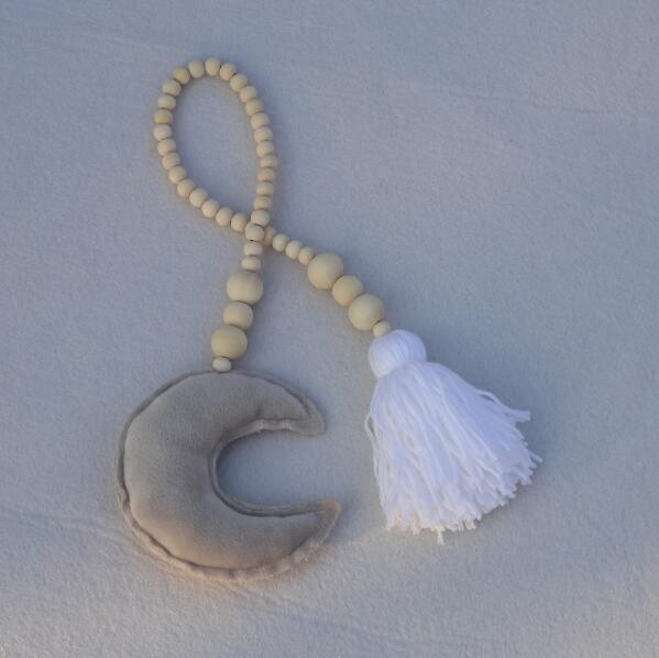 Nordic Wooden Beads Moon & Star Crib Mobile