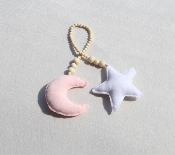 Nordic Wooden Beads Moon & Star Crib Mobile