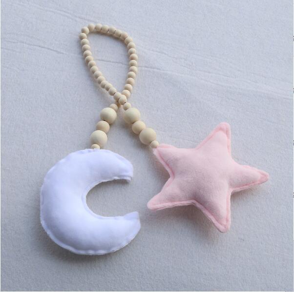 Nordic Wooden Beads Moon & Star Crib Mobile
