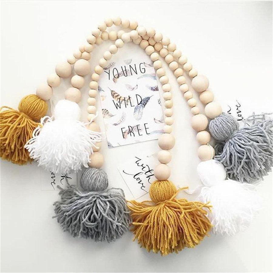 Nordic Wooden Beads Moon & Star Crib Mobile